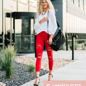 New ZYIA Red slashed Luxe Leggings